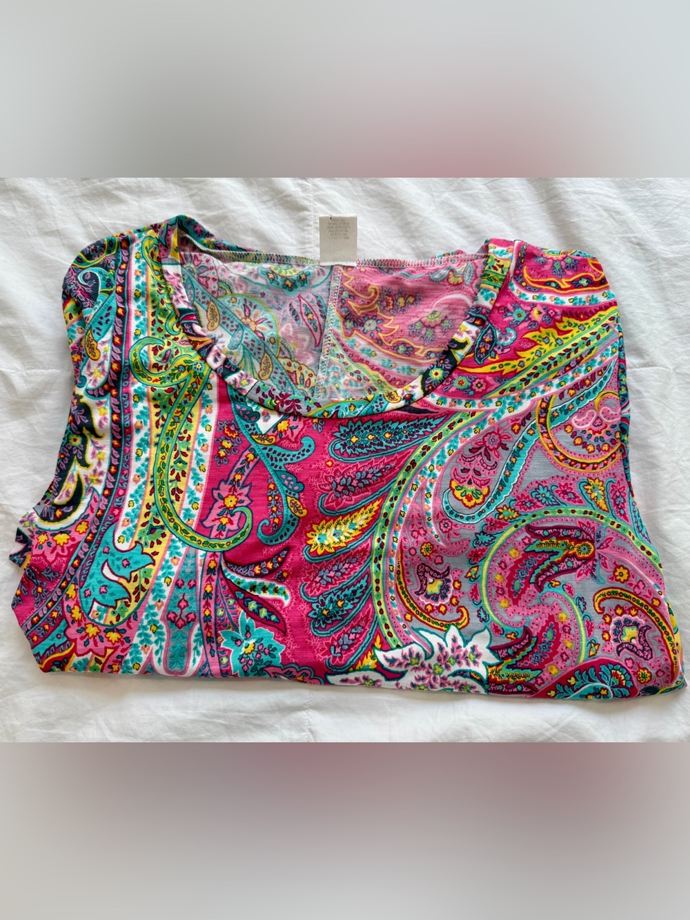 Women’s Paisley Scoop Neck Dress in Fuchsia Pink